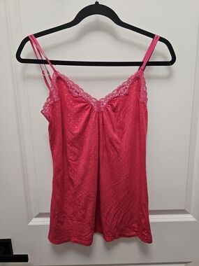 Express Hot Pink Lace-Trim Satin Chemise